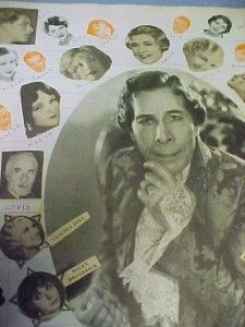 Vintage 1920`s `30s Movie Star Scrapbook ~ 35 Double Pages of Old Star 