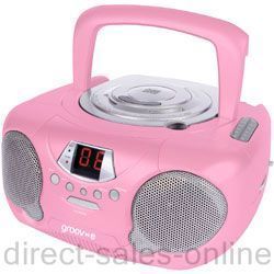 Groov E GVPS713PK Boombox Portable CD Player Radio Pink