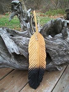 Chainsaw Carved Feather Eagle Bear Wood Carving Decor Art Rustic Black 