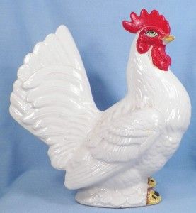 White Rooster Figurine Norcrest Japan Ceramic Vintage Large Size A 