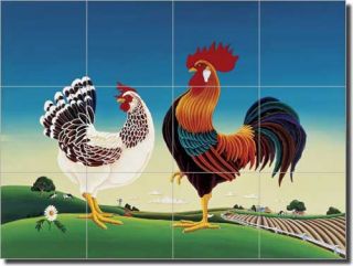 Del Rio Rooster Chicken Art Kitchen Ceramic Tile Backsplash 17x12 75 