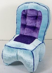   Miniature Furniture Plush Overstuffed Armless Chair Blue Purple