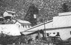 Hoist and shaft buildings at 1938 Cerro Gordo; above right photo is 