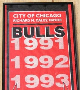 rare 1997 chicago bulls nba champions framed banner