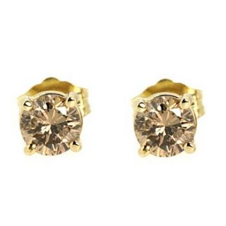 ap6 0 fine champagne diamond stud earrings 14k yellow gold