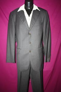 Charles Tyrwhitt Mens Dark Gray Gray Striped Wool Suit Sz 40R 32 Mint 