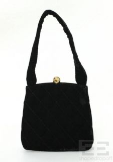 Chanel Black Quilted Velvet Small Frame Handbag