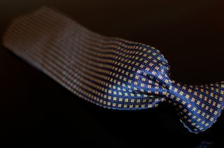 Holliday & Brown Davide Cenci Blue Woven Geometric Diamond Silk Tie NR 