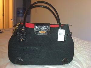 BNWT Eric Javits Woven black and leather handbag Perfect Condition