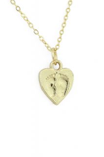 Charlene K Gold Baby Feet Heart Pendant Necklace 14 K Gold Vermeil 