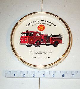   FIRE ENGINES EQUIPMENT ASHTRAY CHARLES L MCLARTY CO DECATUR GA PIRSCH