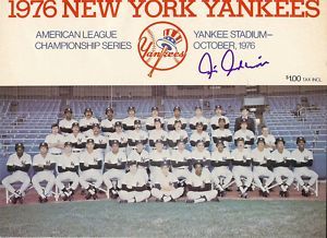 1976 NY Yankees Al Champ Program Chris Chambliss Auto