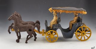 Vintage Cast Iron Horse Drawn Carriage w/People Stanley Toys