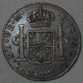 1794 NG Spanish Colonial Silver 2 Reales Old US Quarter Dollar 