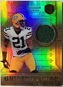 CHARLES WOODSON 2011 GOLD STANDARD GAME USED JERSEY /30 SP + Greg 