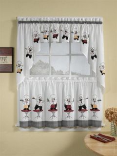 Cheers Chef Print Kitchen Curtain Tier and Valances