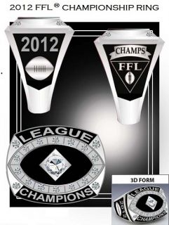 2012 Fantasy Football Super Bowl Championship Ring Trophy