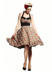 Plus Size Rockabilly Charlie Dress in Leopard and Red Rose Print Party 