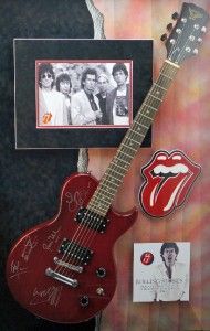   Stones   Guitar Signed by 5   Jagger, Richards, Watts, Woods, Wyman