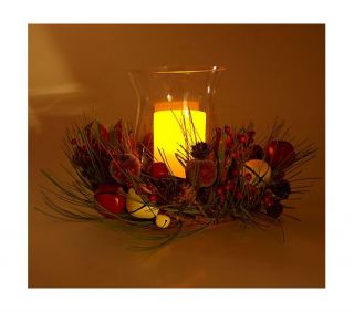  Wreath w Flameless Candle Hurricane Globe by Valerie Parr Hill
