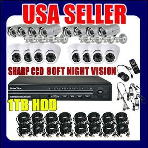 16 Channel CH Night Vision Sharp CCD 36IR Security Camera DVR System 