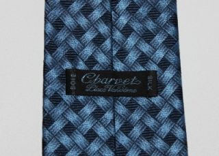 CHARVET Paris $165 Blue Navy Crosshatch 100 Silk Tie Mint