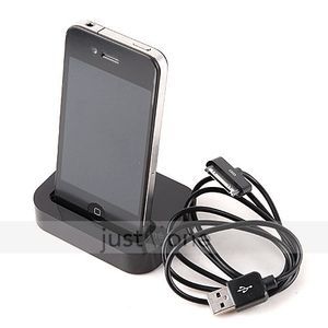 Charger Dock Cradle & USB Data/ Charging Cable for iPhone 3G 3GS 4 4S 