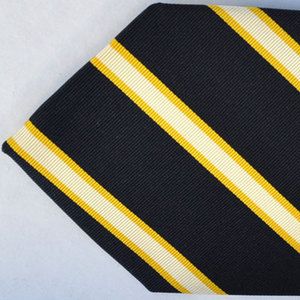 100 new BATTISTI NAPOLI tie navy yellow stripe special back pocket