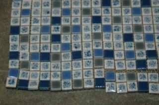  ceramic mosaic tile mat over 600 3 8 tiles multicolor blues and gray 
