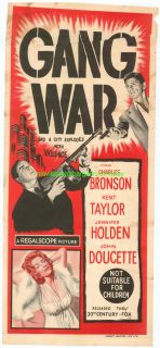 Gang War Movie Poster Charles Bronson RARE Australian linenbacked 
