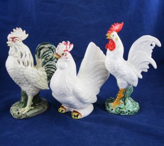 Japan Inarco Chicken Hen & Rooster Ceramic Figurine Statue 