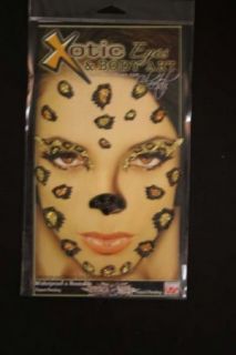 costume body art rhinestone sticker set for the face cheetah