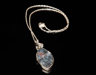 Dendritic Agate Wrapped in Argentium Sterling Silver Necklace