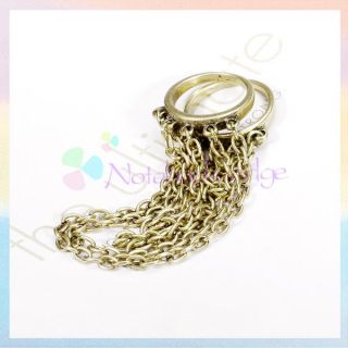 Vintage Style Tassel Slave Chain Double Two Harness Finger Ring Belly 