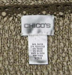 Chicos Chicos Size 2 M Beautiful Brown Beige Tie Front Cardigan 