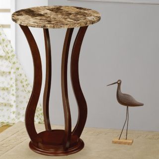   Ferron Faux Marble Top Pedestal Plant Stand in Cherry 900926