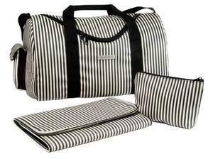 NEW Designer Diaper Bag by Cherubini Blk Tan Signature Stripe Classic 