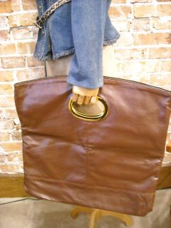 Joy Mangano Brown Patent Reversible Hampton Glam Tote Handbag New 