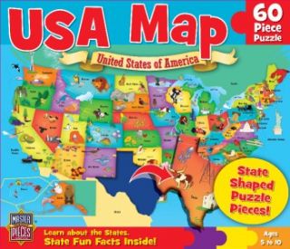 Masterpieces USA Map Kids Jigsaw Puzzle   60 State Shaped Pieces
