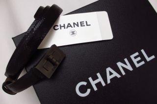 Chanel CC Mademoiselle Ruthenium Buckle Black Belt 10V Sz 95 38