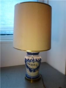 Vintage Hand Painted Ceramic Flow Blue Tabac Jar Crock Style 19 Lamp 