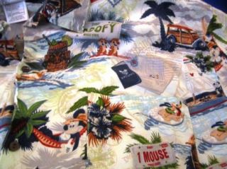 Disneyworld Hawaiian Camp Shirt Tikis Mickey Palms Cruise Adult Size 