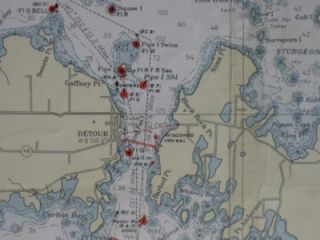   Army Survey Map MACKINAC STRAITS Michigan Cheboygan Lake Huron DeTour