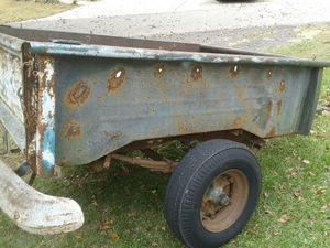 1955 66 GMC,CHEVY TRUCK BED, Complete, Used as utility trailer