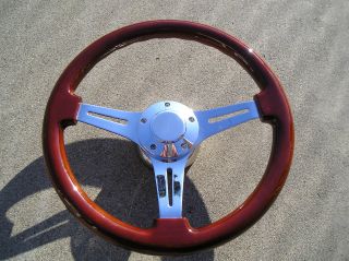 Mahogany wood steering wheel 14 + Adapter 4 chevy Ididit GM Jeep 