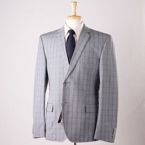   ROBERTO CAVALLI CLASS Gray Blue Check Blazer Sport Coat Slim Fit 44 R