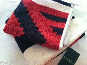   Lauren Black Adobe Red Dazzle Towel s Hand and Wash Brand New