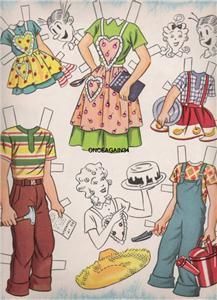 Original Vintage Uncut 1955 Blondie Paper Dolls not A Repro Excellent 