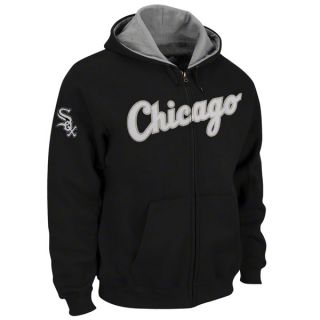 Chicago White Sox Black Take Two Full Zip Contrast Hooded Fleece 