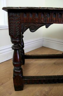 Small Antique Charles II Carved Oak Refectory Table (c. 1680)